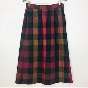Vintage Buffalo Plaid Maxi Skirt A-Line Wool